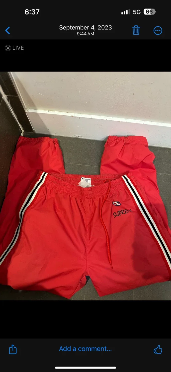 Champion x Supreme Red Track Pants XL thumbnail