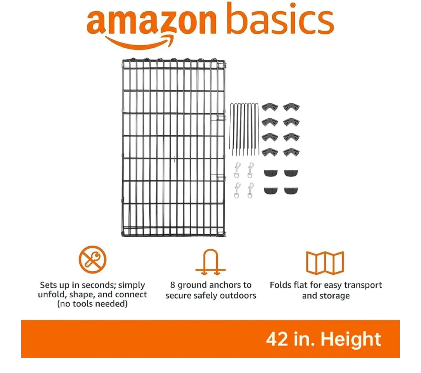 Amazon Basics Foldable Metal Dog Playpen - 42 inch image indicator(4)