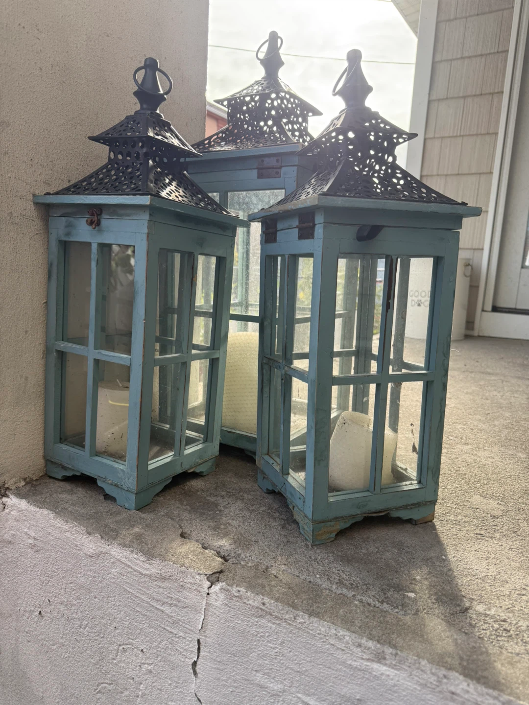 Set of 3 Decorative Blue Lanterns - photo 2