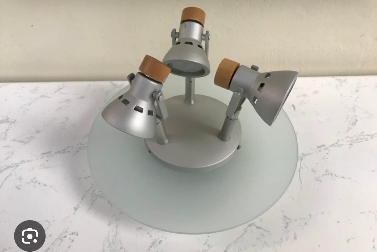 Silver  & Glass Triple Spotlight Ceiling Light thumbnail