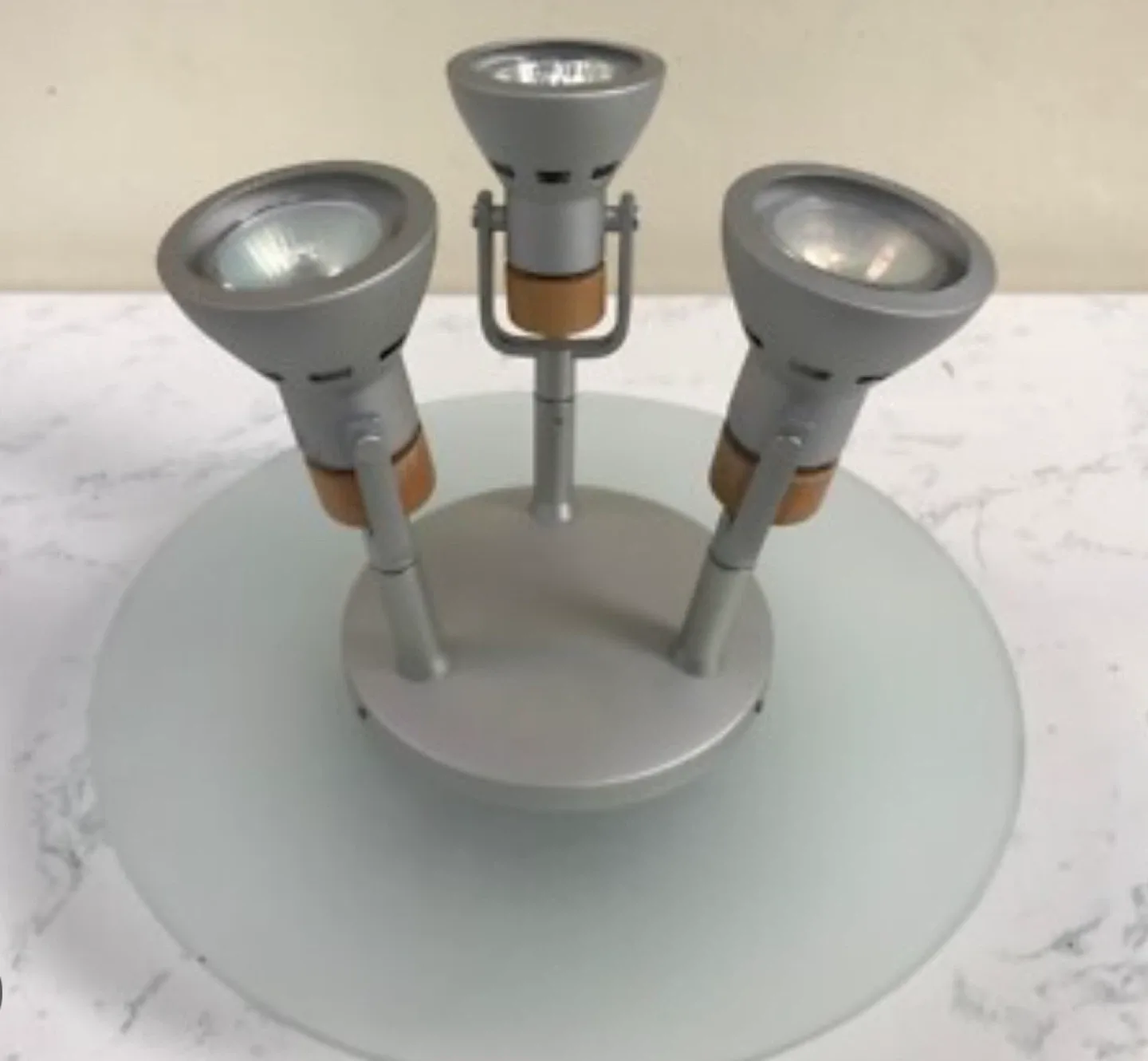 Silver  & Glass Triple Spotlight Ceiling Light image indicator(2)