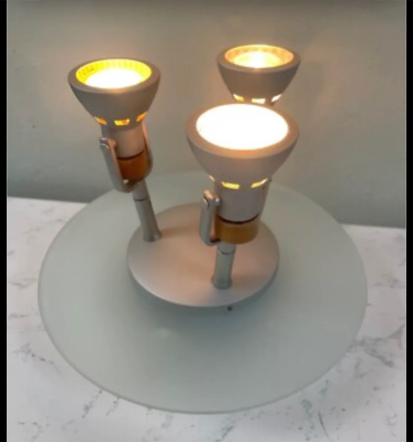 Silver  & Glass Triple Spotlight Ceiling Light image indicator(3)