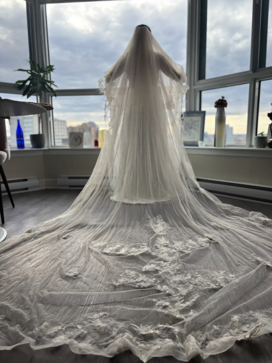 Cathedral Veil 3.5m Soft Ivory Champagne with Front Blusher image indicator(4)