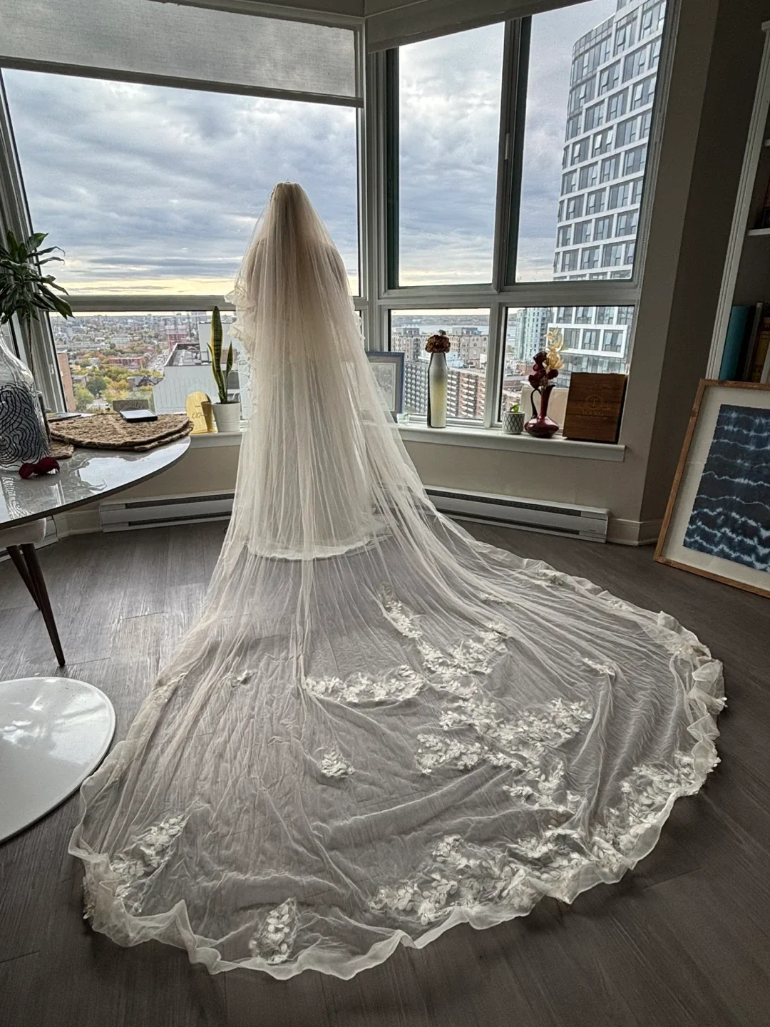 Cathedral Veil 3.5m Soft Ivory Champagne with Front Blusher image indicator(2)