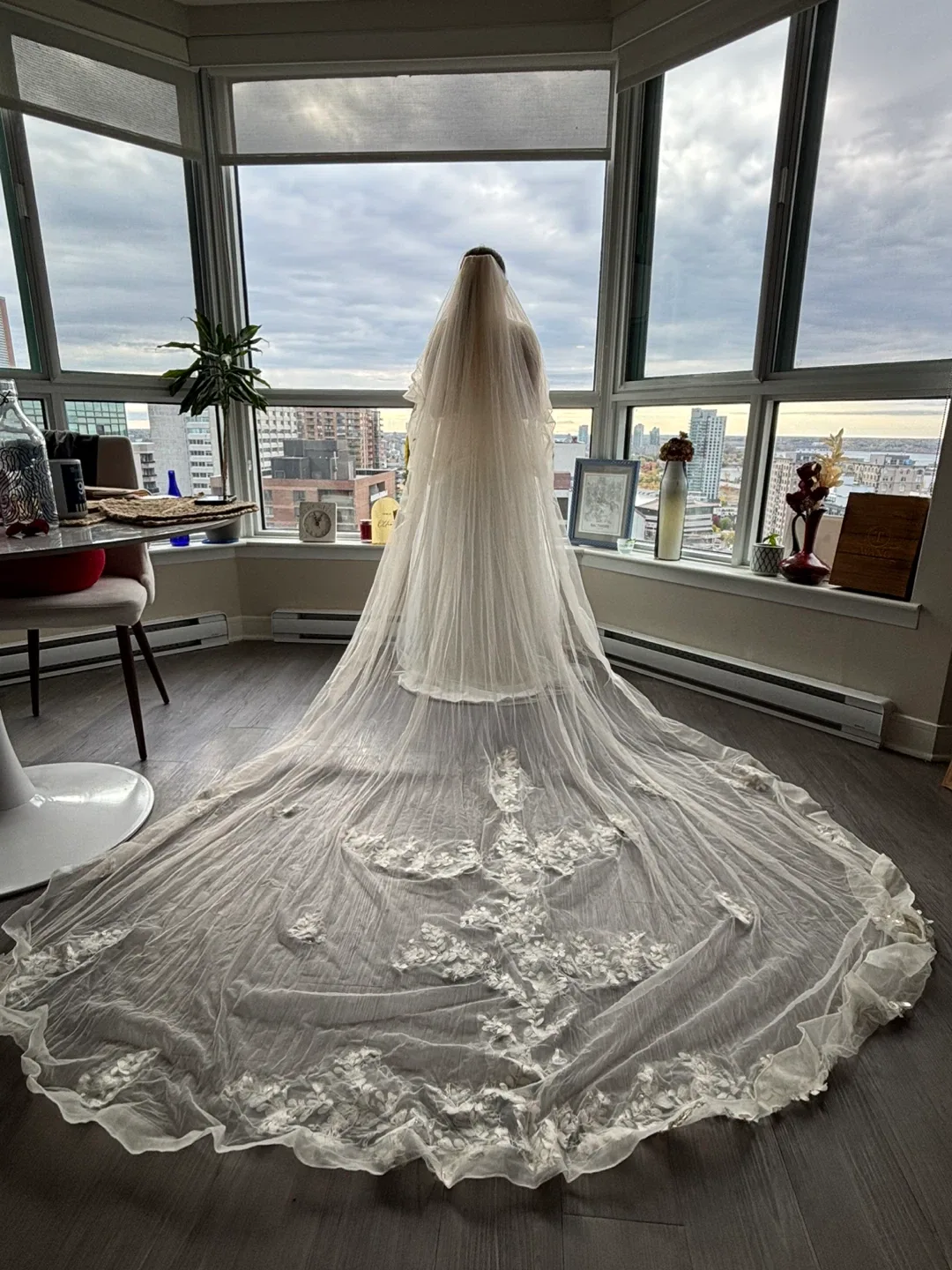 Cathedral Veil 3.5m Soft Ivory Champagne with Front Blusher image indicator(3)