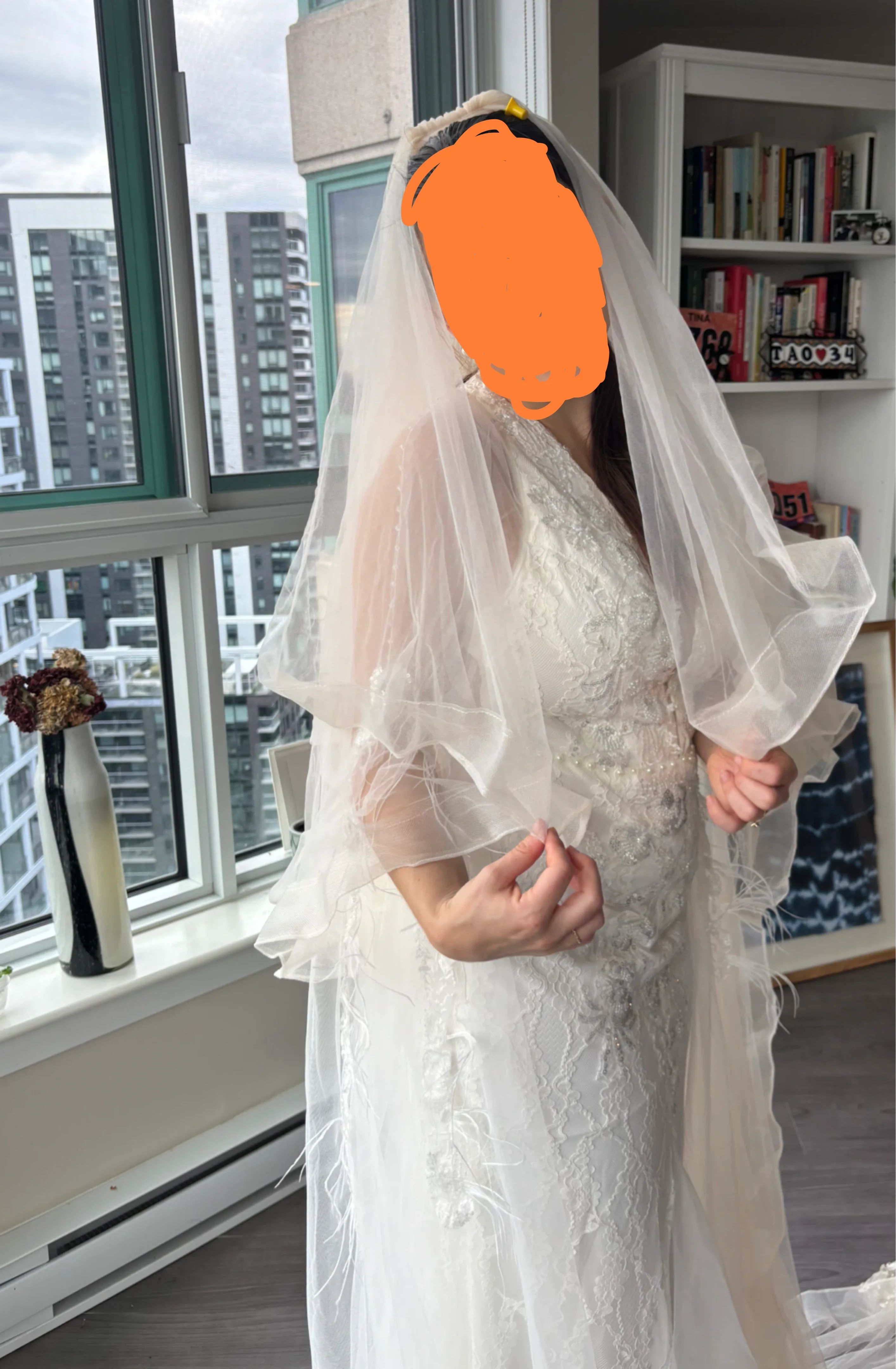 Cathedral Veil 3.5m Soft Ivory Champagne with Front Blusher image indicator(7)