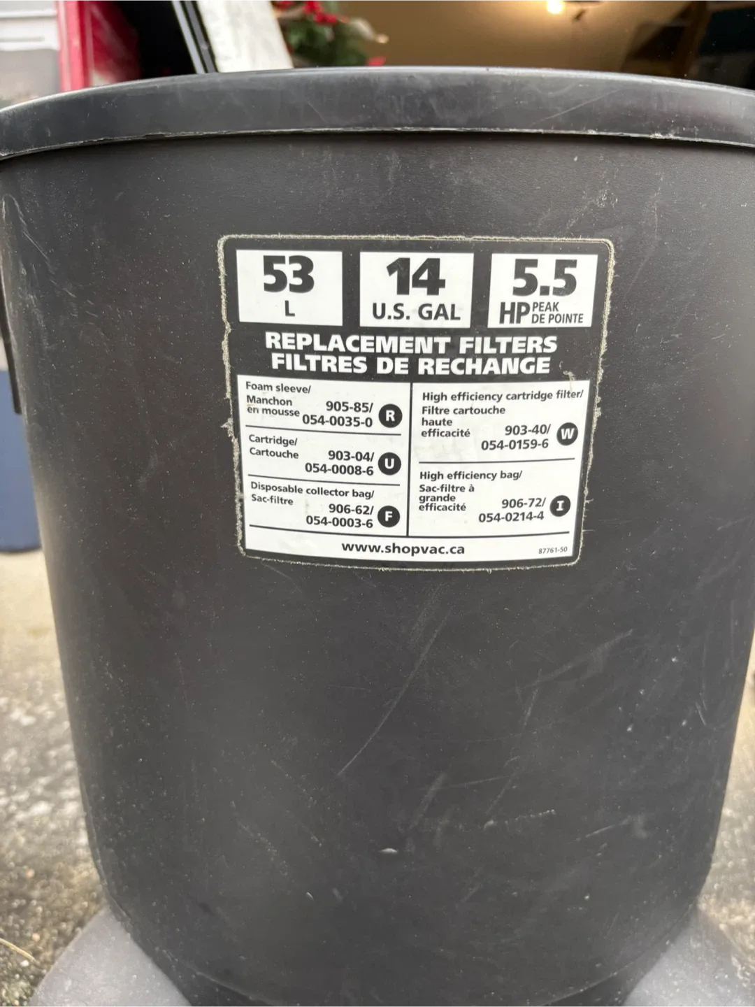 Shop-Vac 14 U.S. Gal Wet/Dry Vacuum image indicator(4)