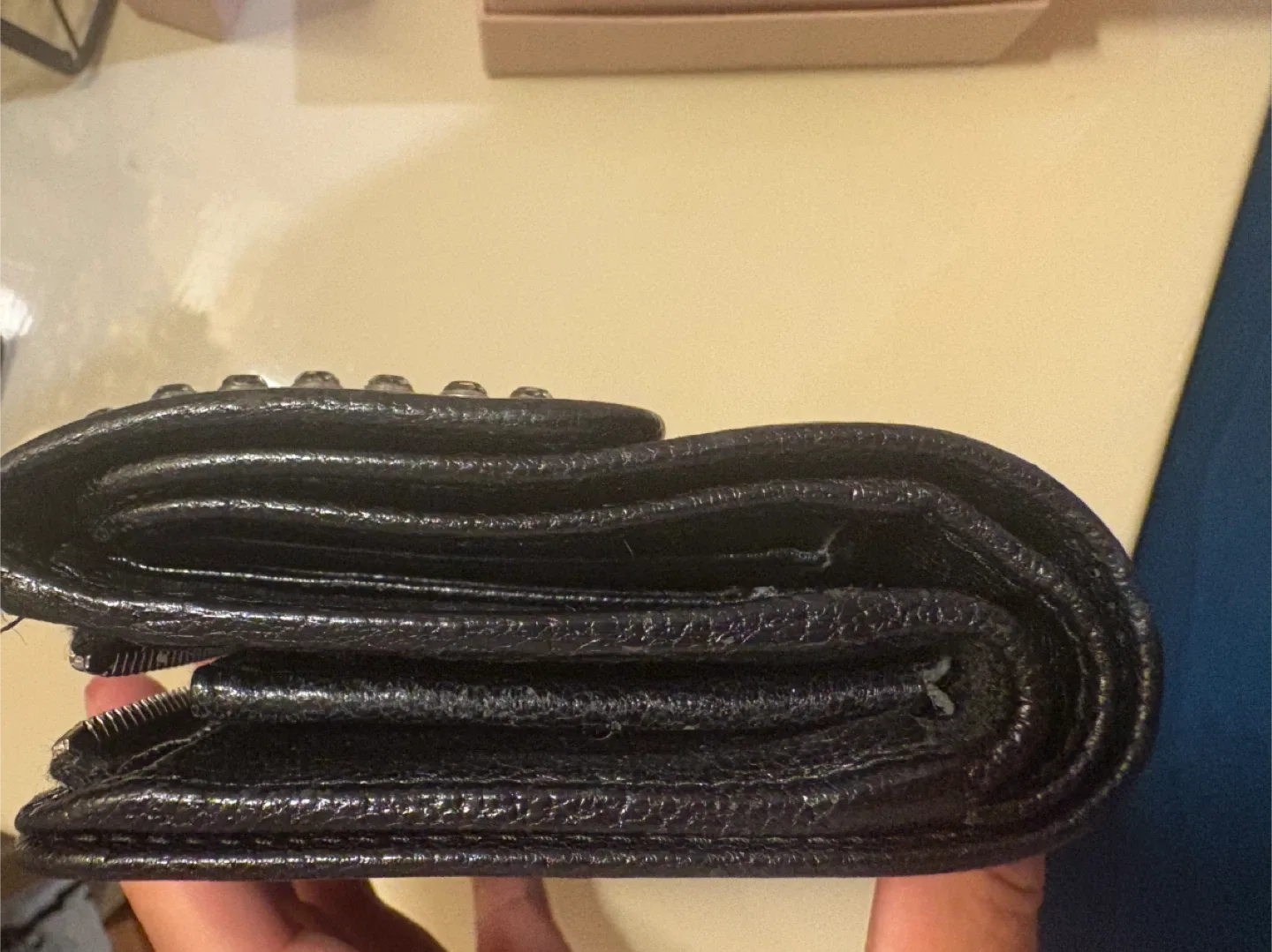 Authentic miu miu black studded wallet image indicator(6)