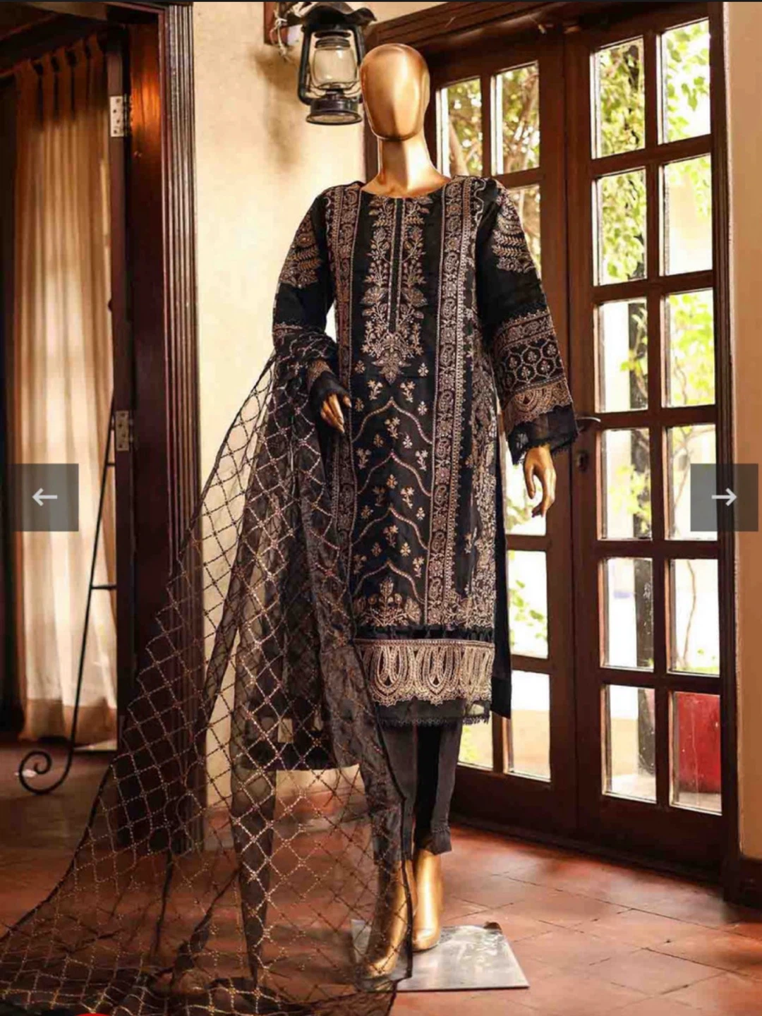 Ladies Black & Gold Embroidered Suit