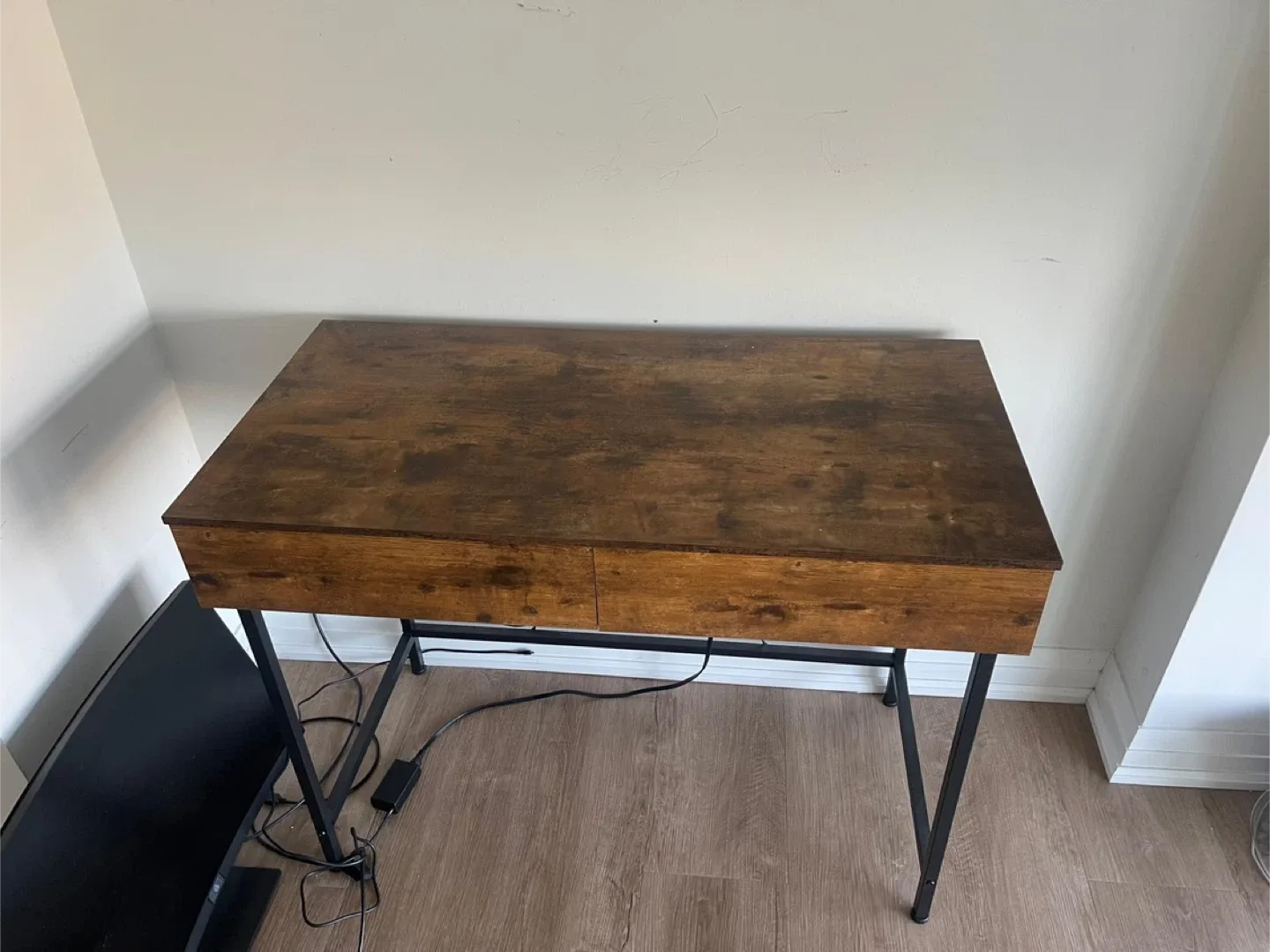 Rustic Brown Desk with Black Metal Legs image indicator(2)