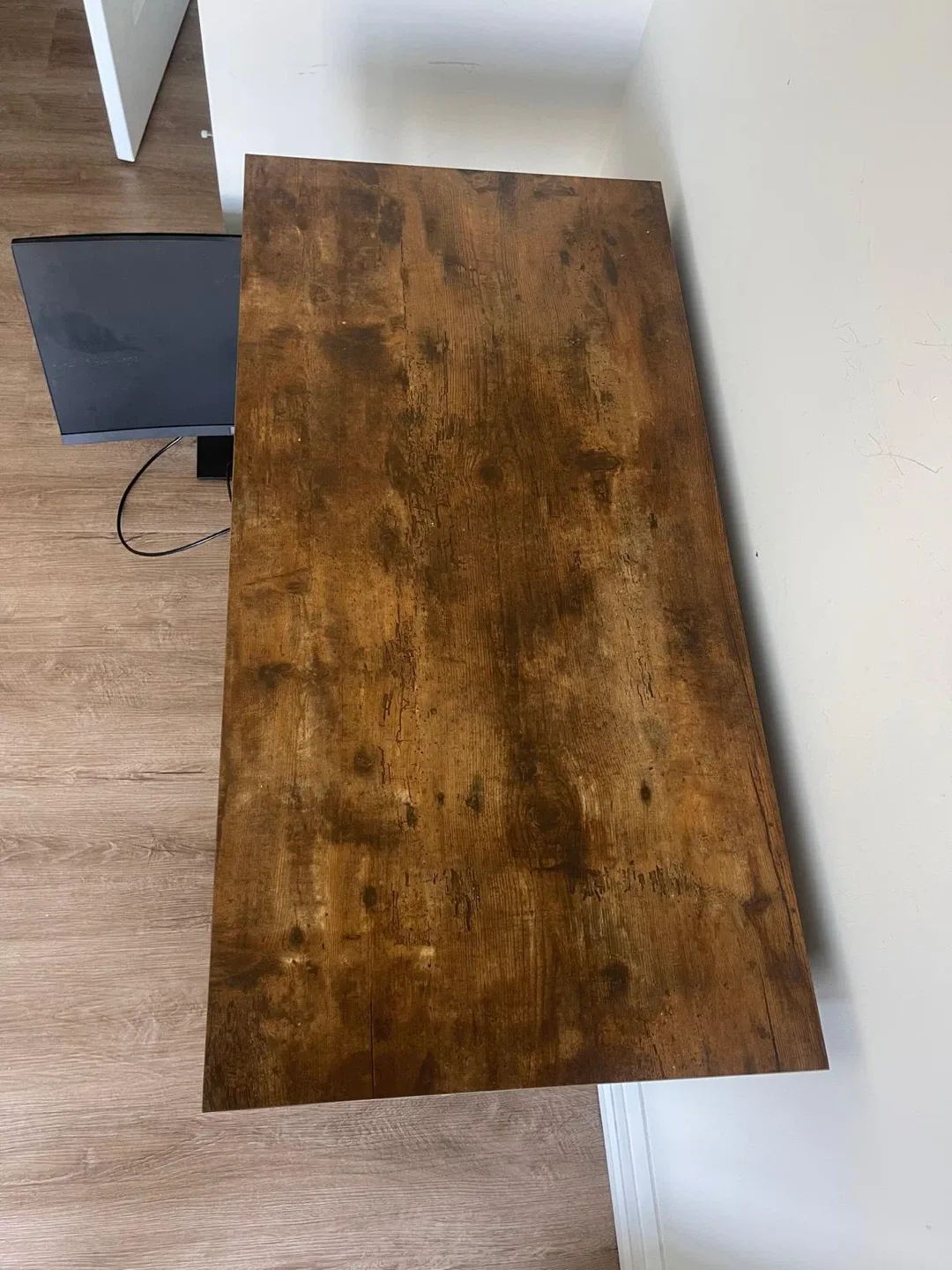 Rustic Brown Desk with Black Metal Legs image indicator(3)