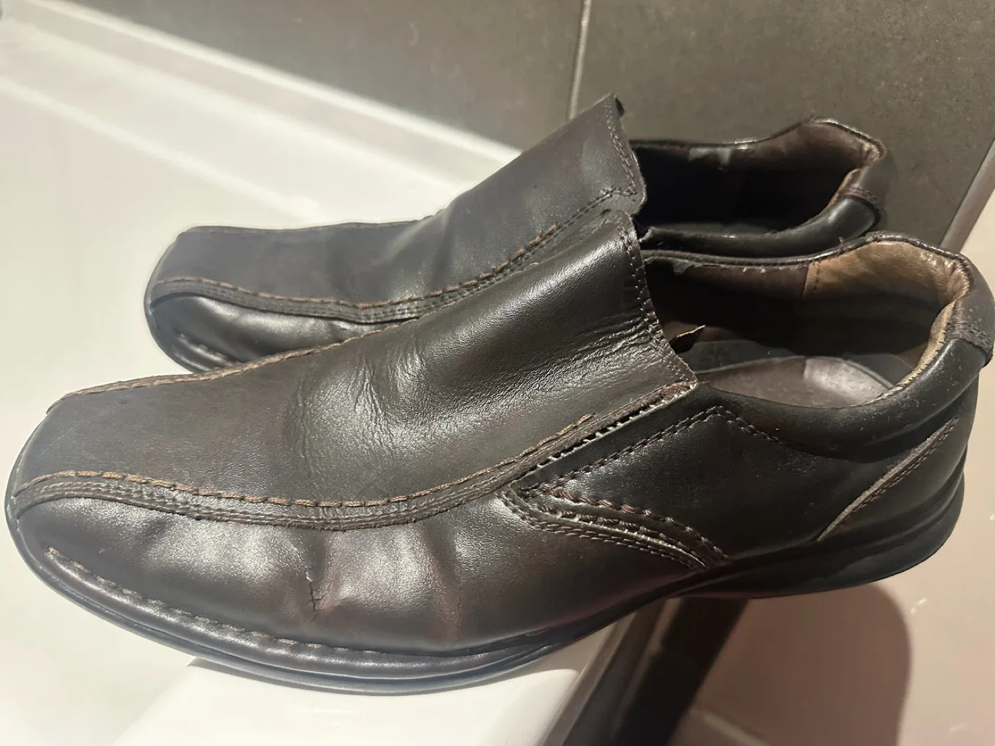 Steve Madden Leather Slip-On Shoes - Size 10.5 thumbnail