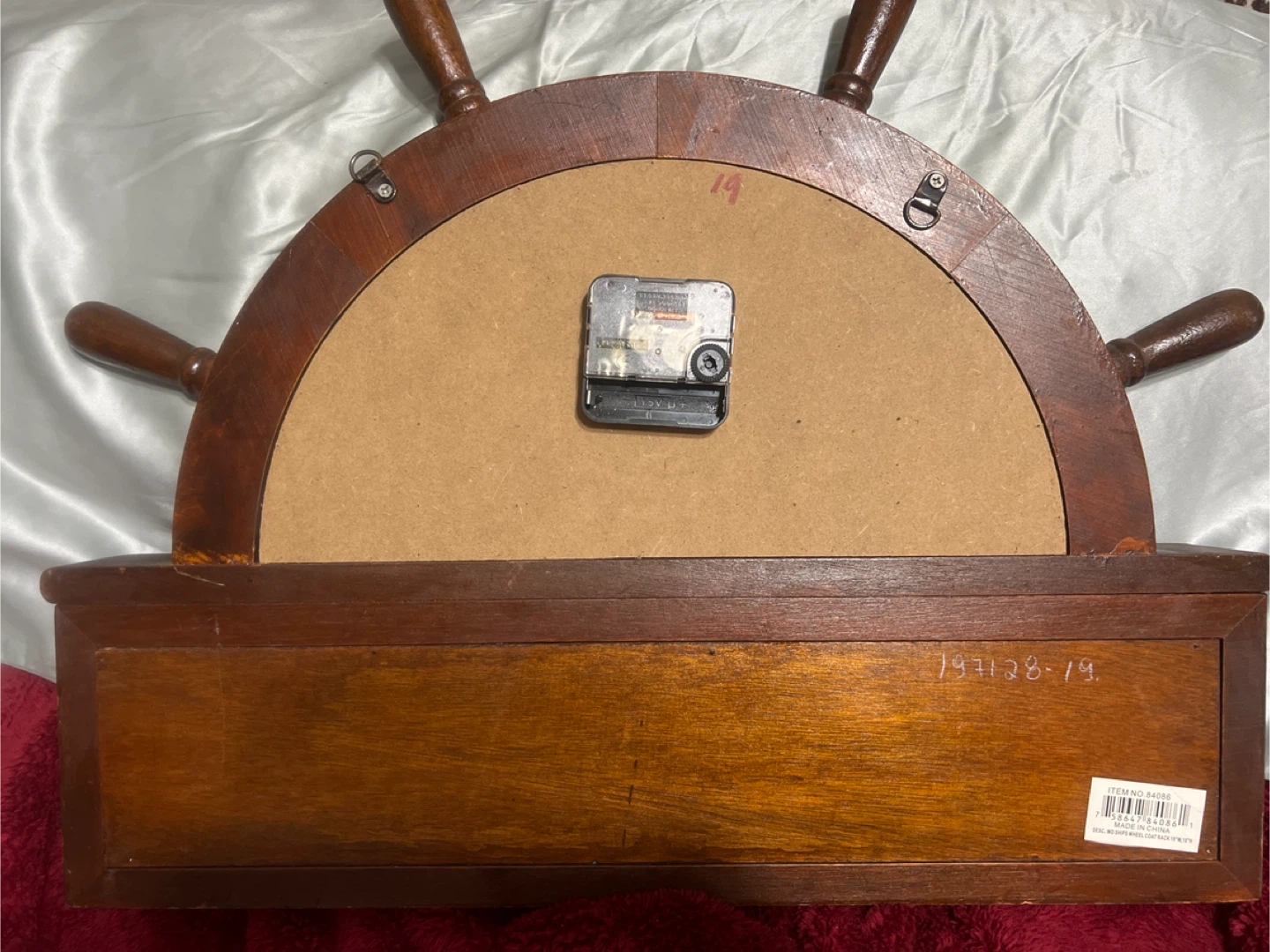 Nautical Ship Wheel Clock with Hooks - photo 2