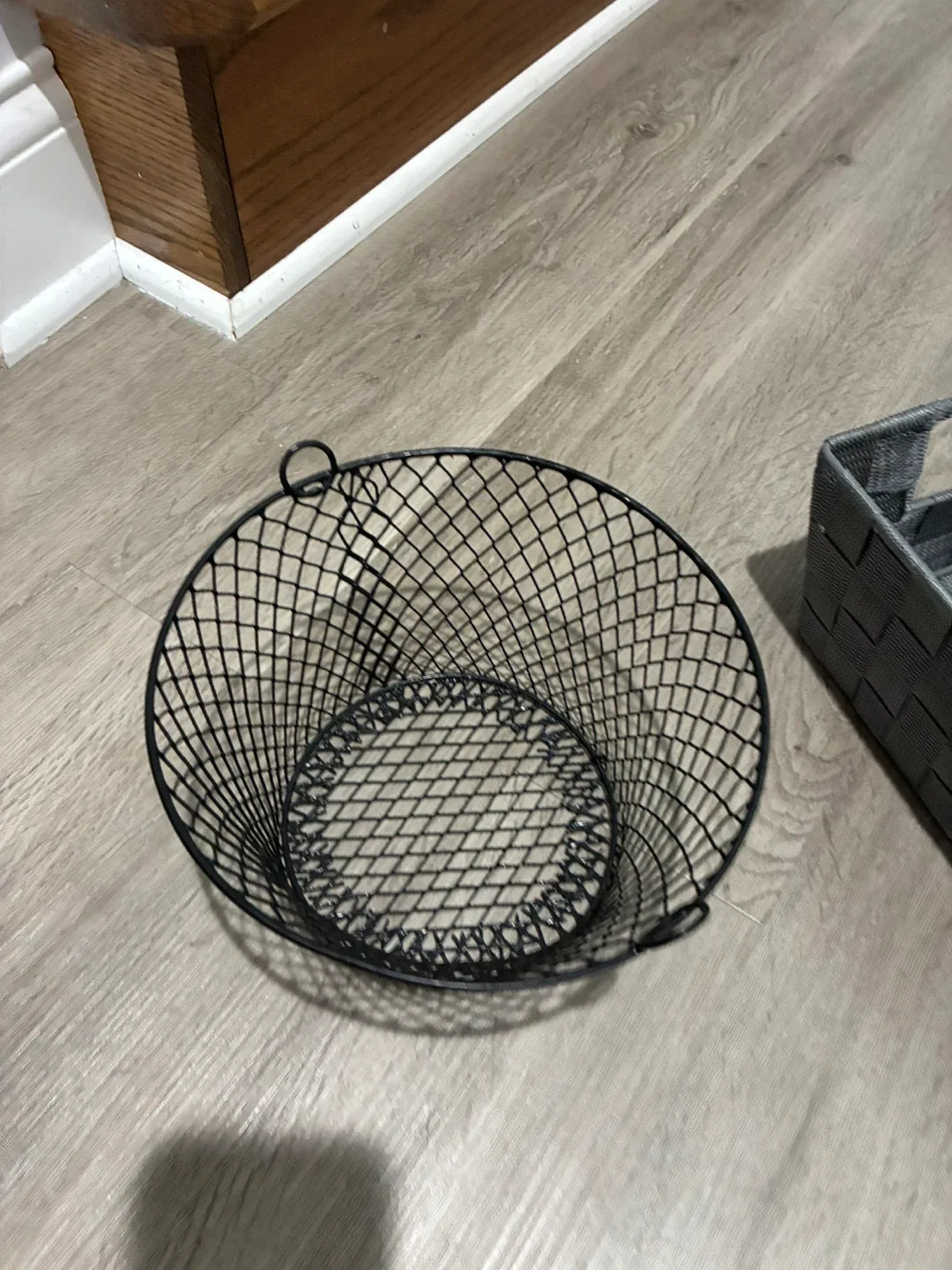 Black Wire Basket & Gray Woven Storage Bin image indicator(2)