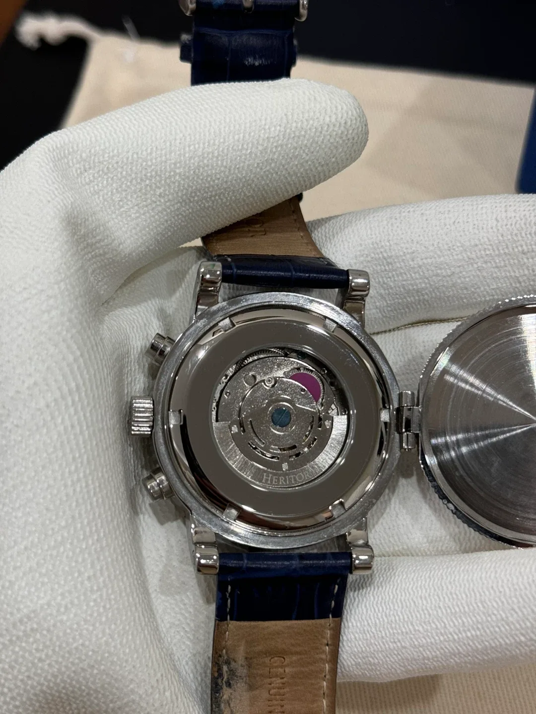 Heritor Automatic Watch, Blue Leather Band image indicator(5)