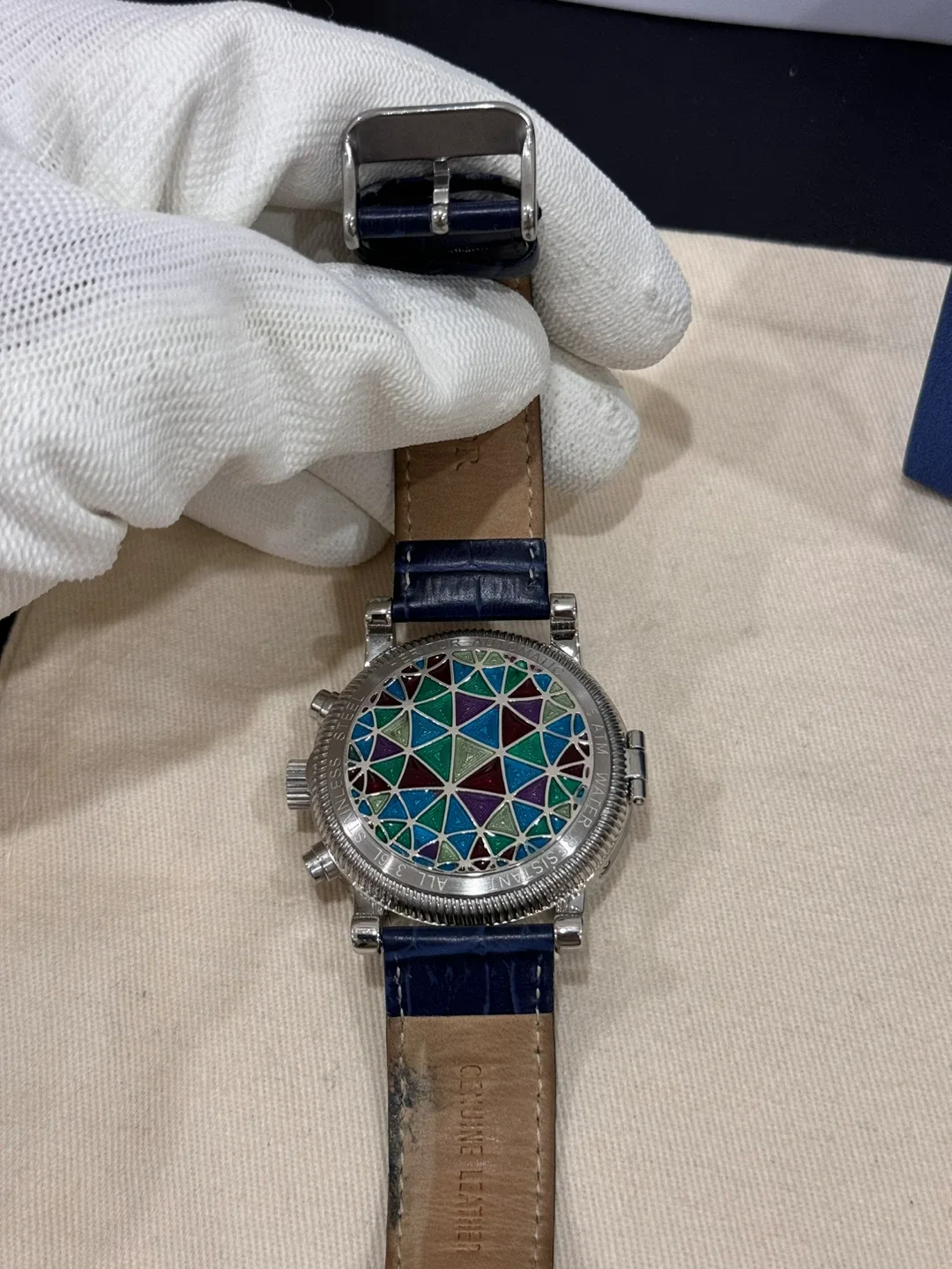 Heritor Automatic Watch, Blue Leather Band image indicator(7)