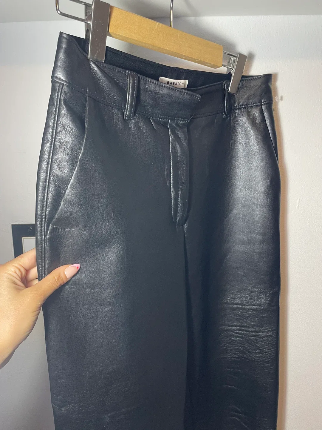 Babaton Vegan Leather Pants Black thumbnail