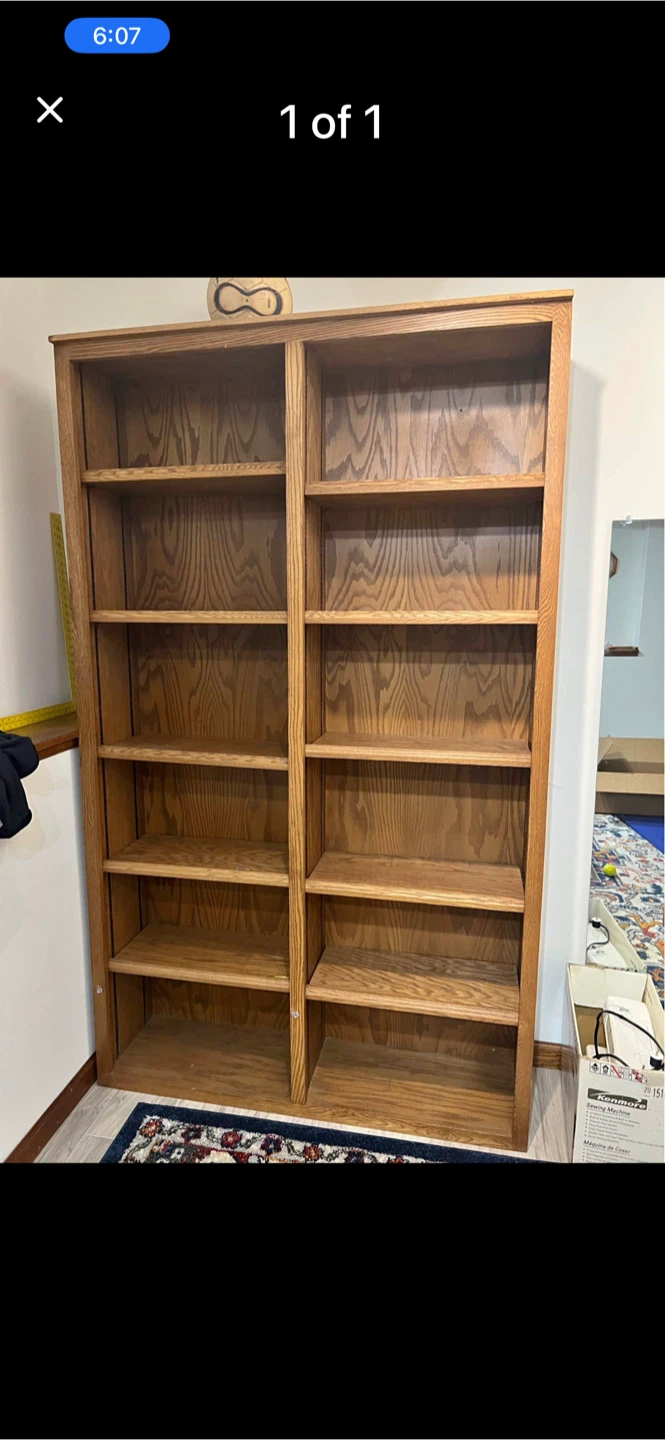 Wooden Bookcase with Adjustable Shelves