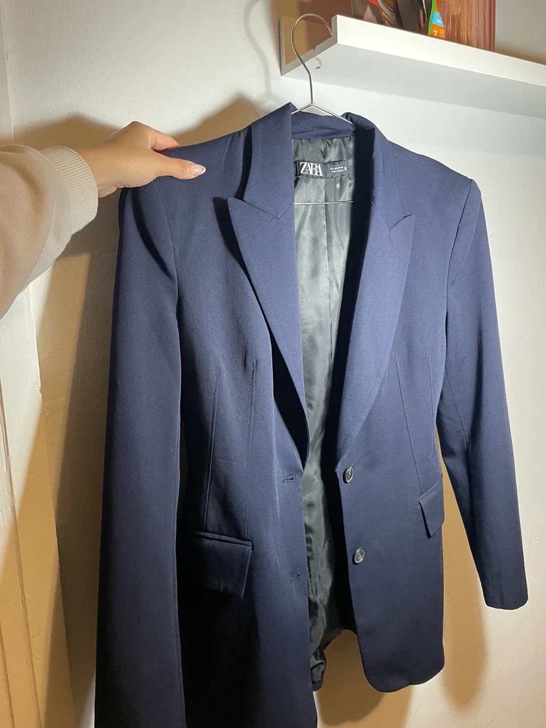 Zara Navy Blue Blazer - Size M thumbnail