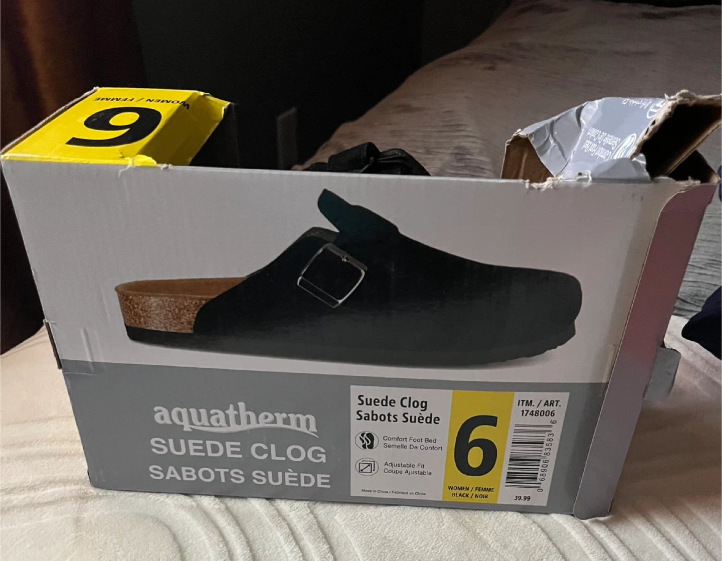 Aquatherm Suede Clog Sabots Suède - Size 6 Women's