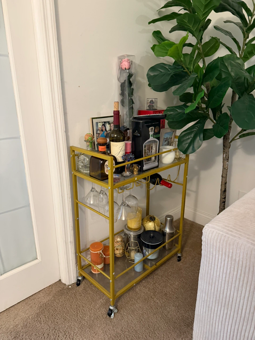 Gold Rolling Bar Cart