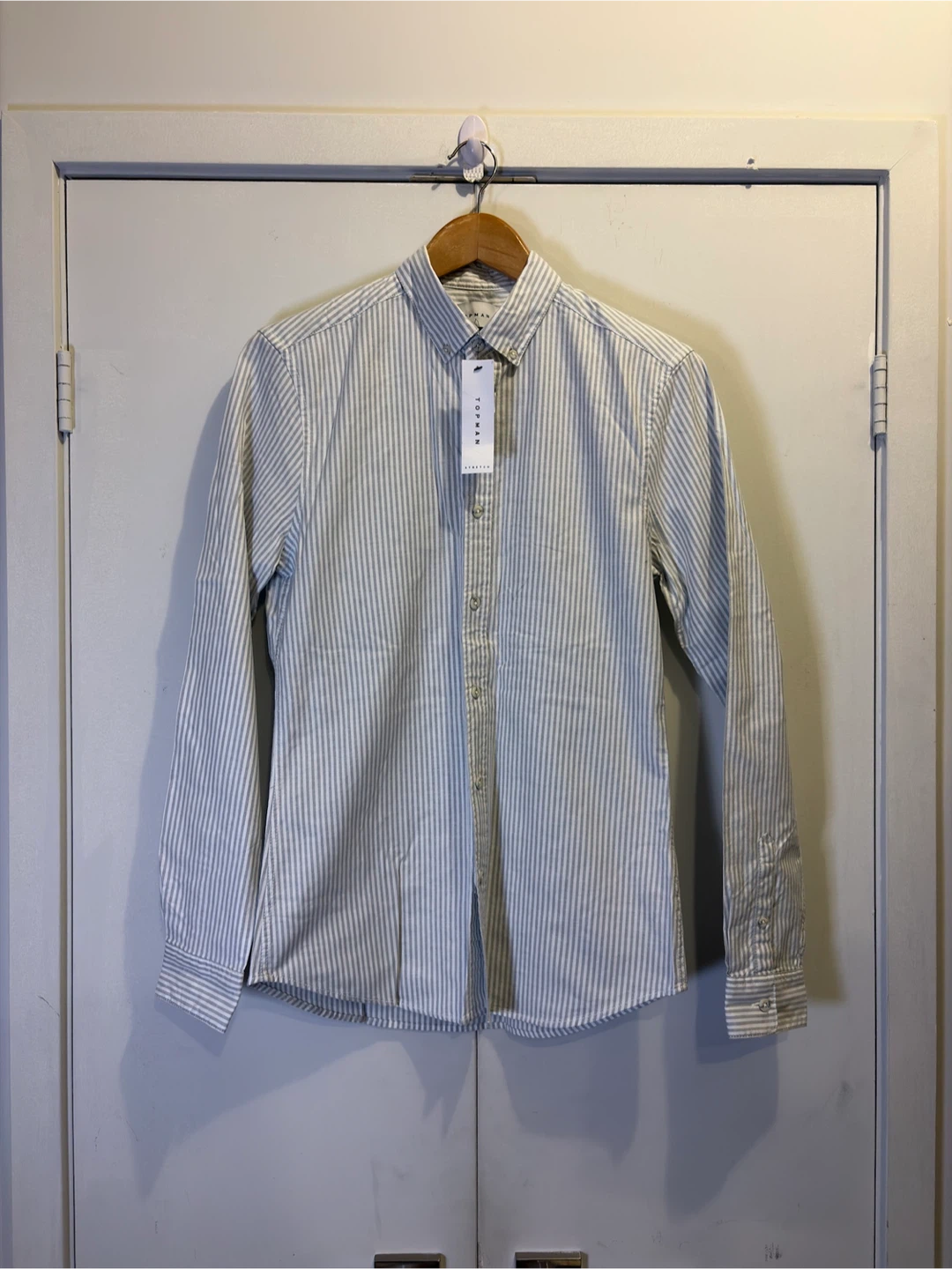 Topman Stretch Washed Oxford Stripe Shirt