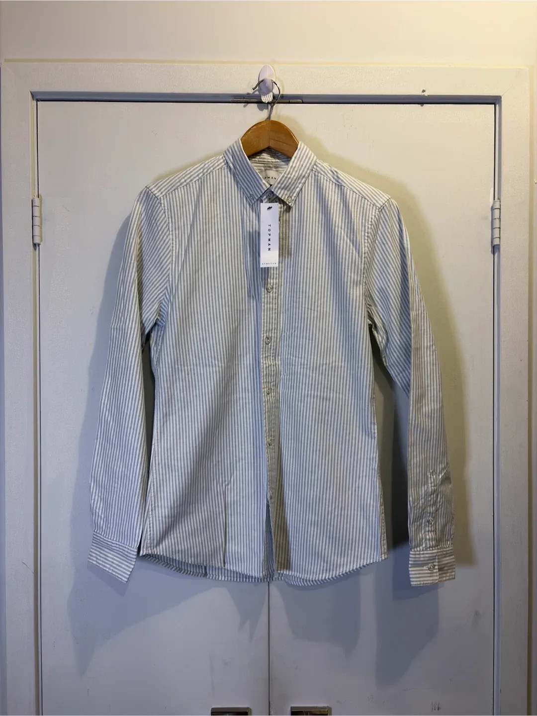 Topman Stretch Washed Oxford Stripe Shirt thumbnail