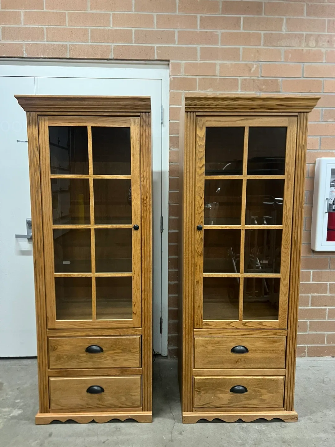 Pair of Oak Display Cabinets