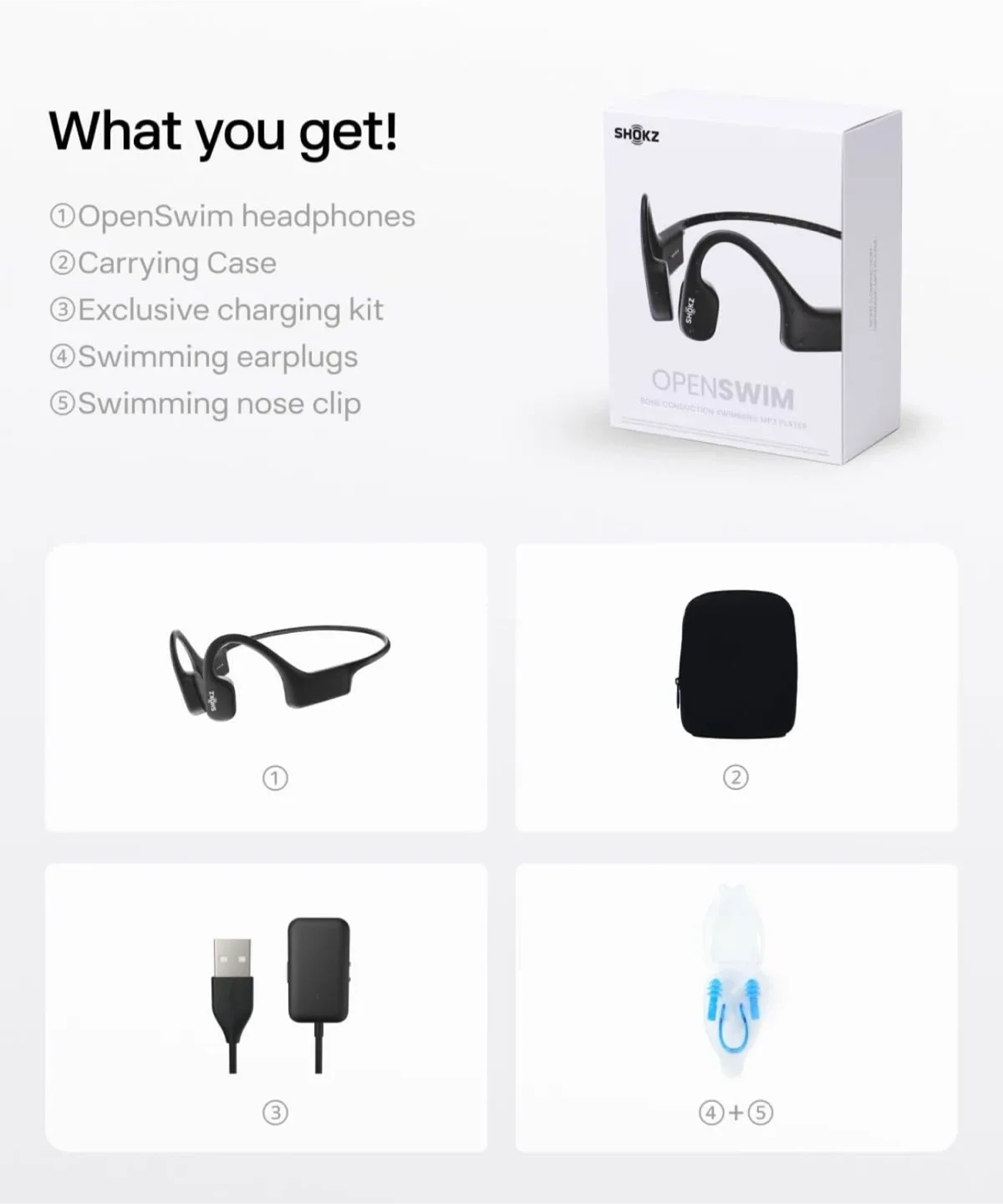 Shokz OpenSwim Bone Conduction Headphones - Black image indicator(5)