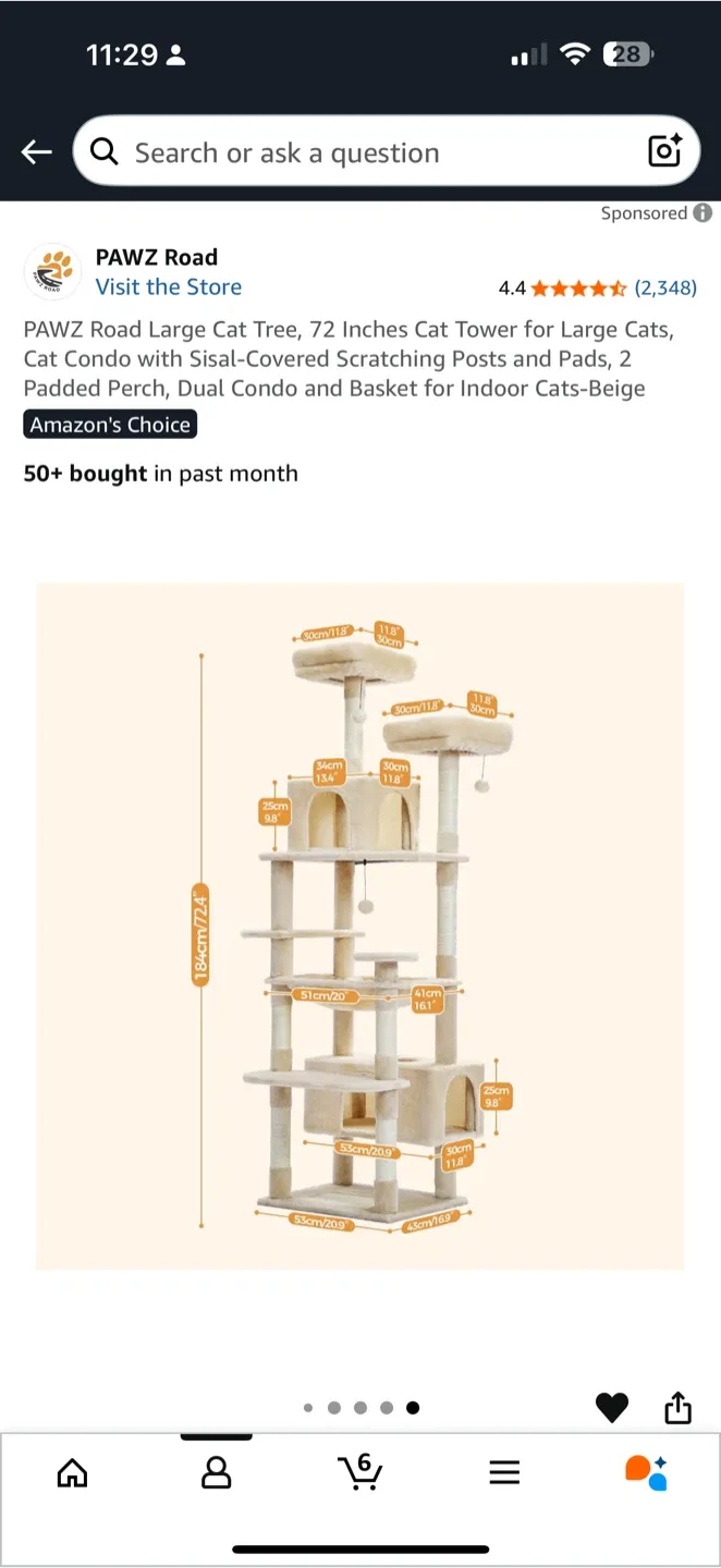 PAWZ Road 72-inch Cat Tree - Beige image indicator(2)