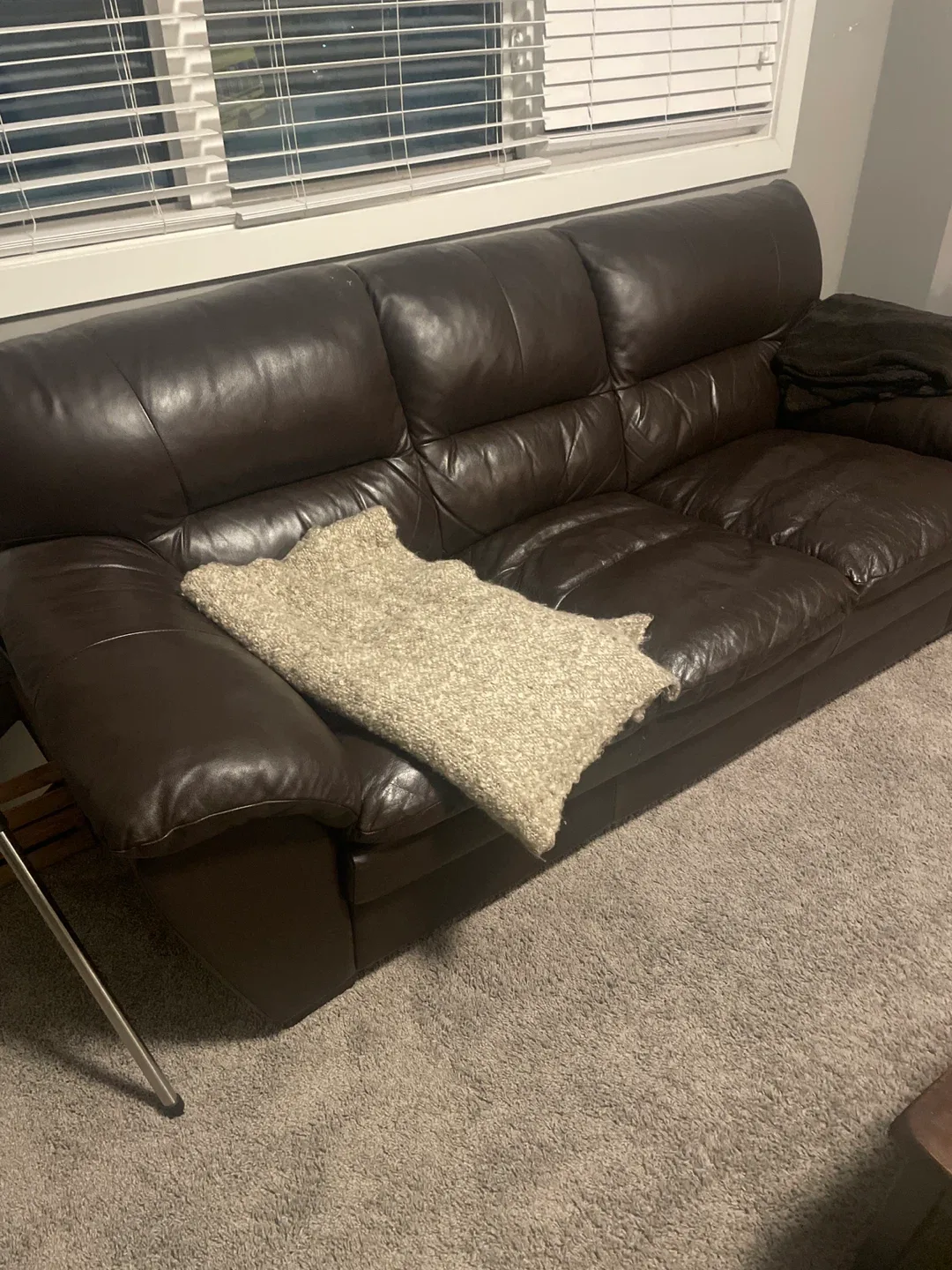 Brown Leather Sofa, Loveseat and Armchair Set