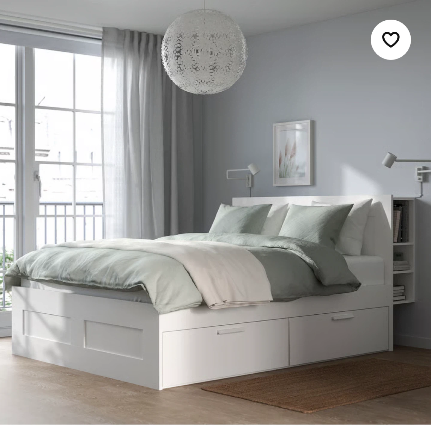 Ikea Brimnes White Bed Frame with Storage queen size