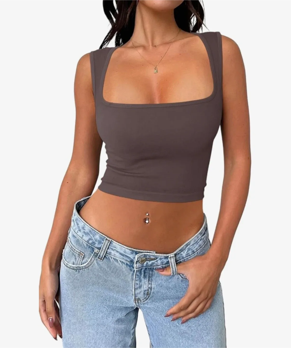 Brown Sleeveless Crop Top, brand new