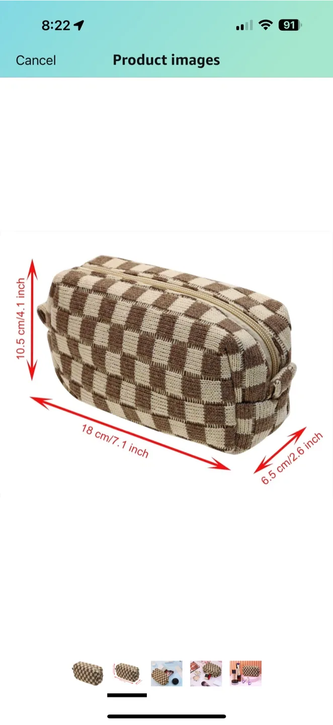 Checkered Makeup Bag, sealed image indicator(2)