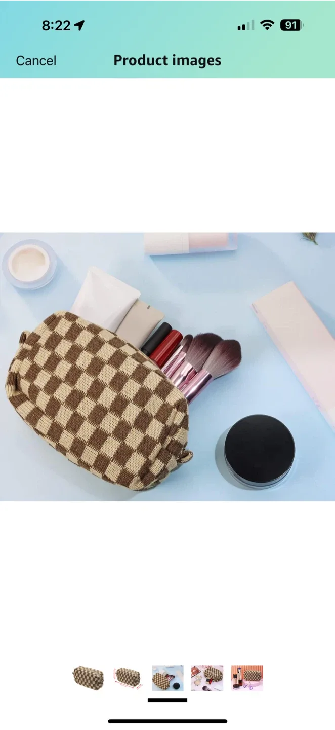 Checkered Makeup Bag, sealed image indicator(3)