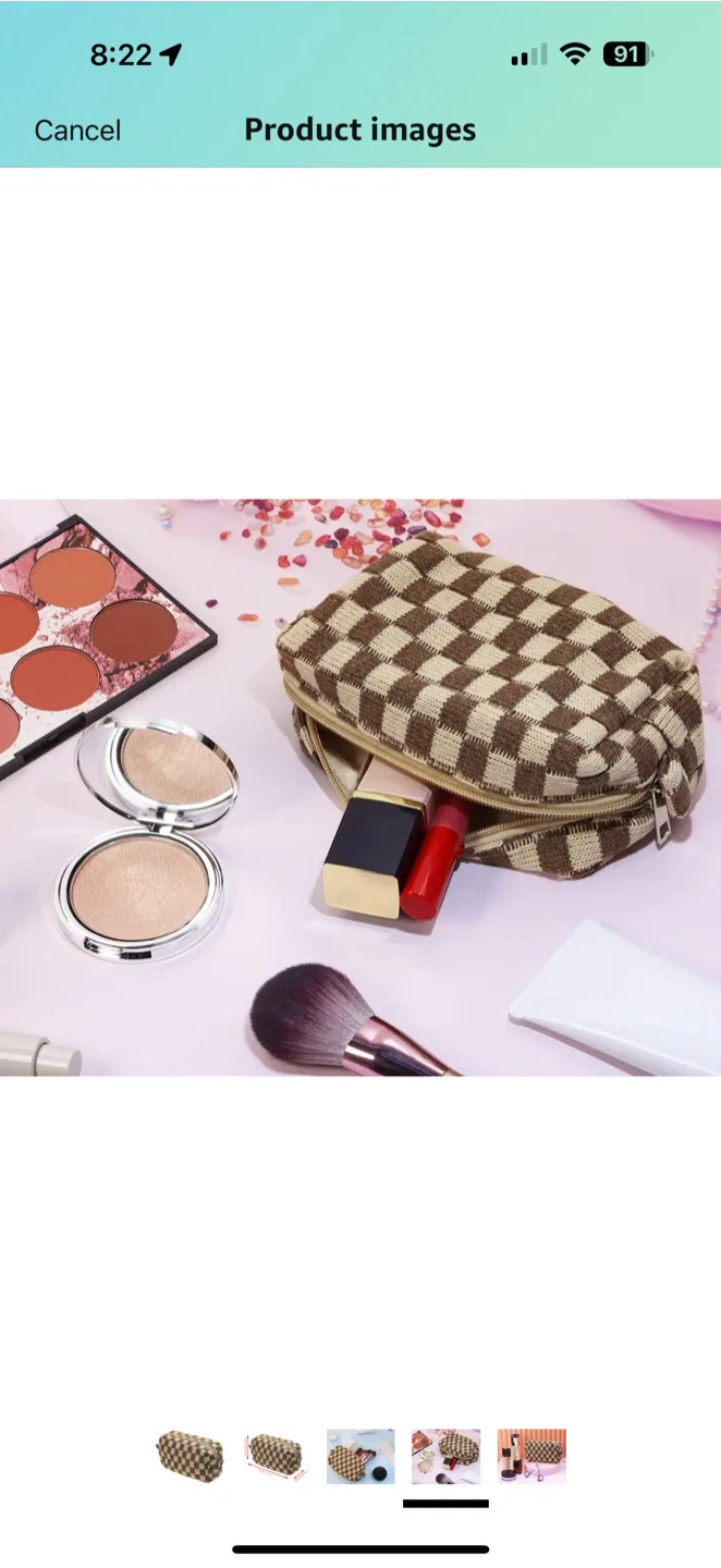 Checkered Makeup Bag, sealed image indicator(4)