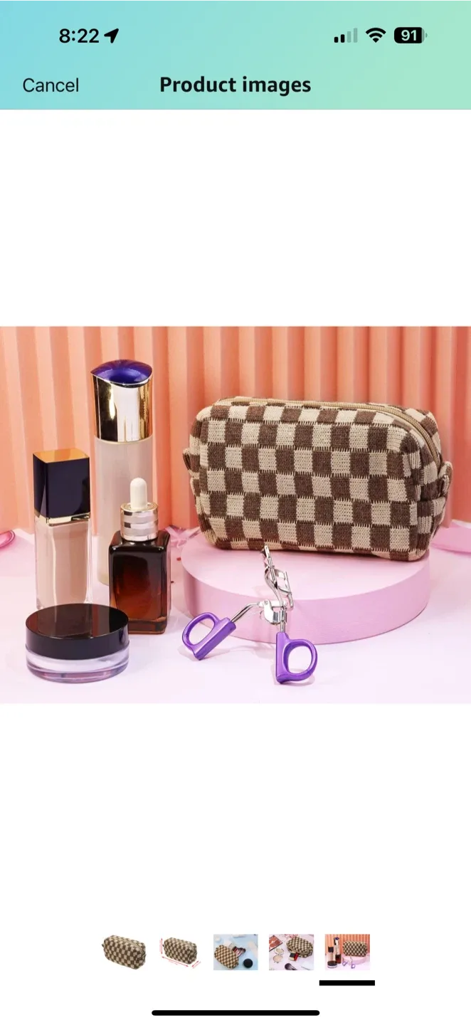 Checkered Makeup Bag, sealed image indicator(5)