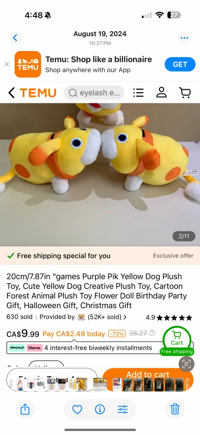 Yellow Dog Plush Toy, 20cm, sealed image indicator(2)