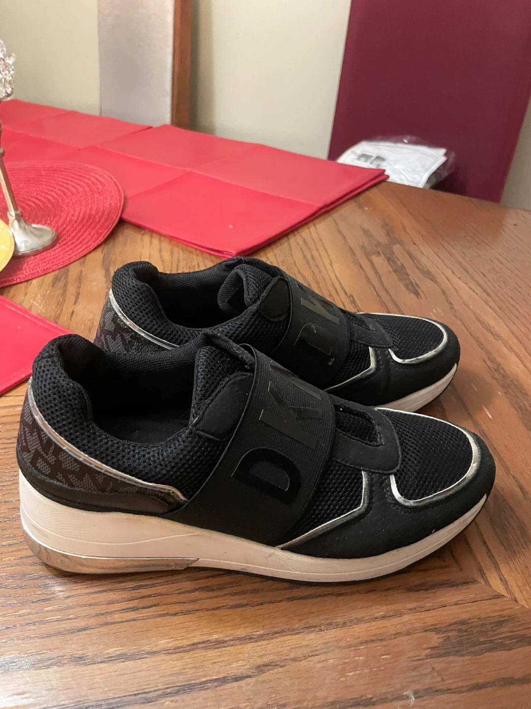 DKNY Black Wedge Sneakers