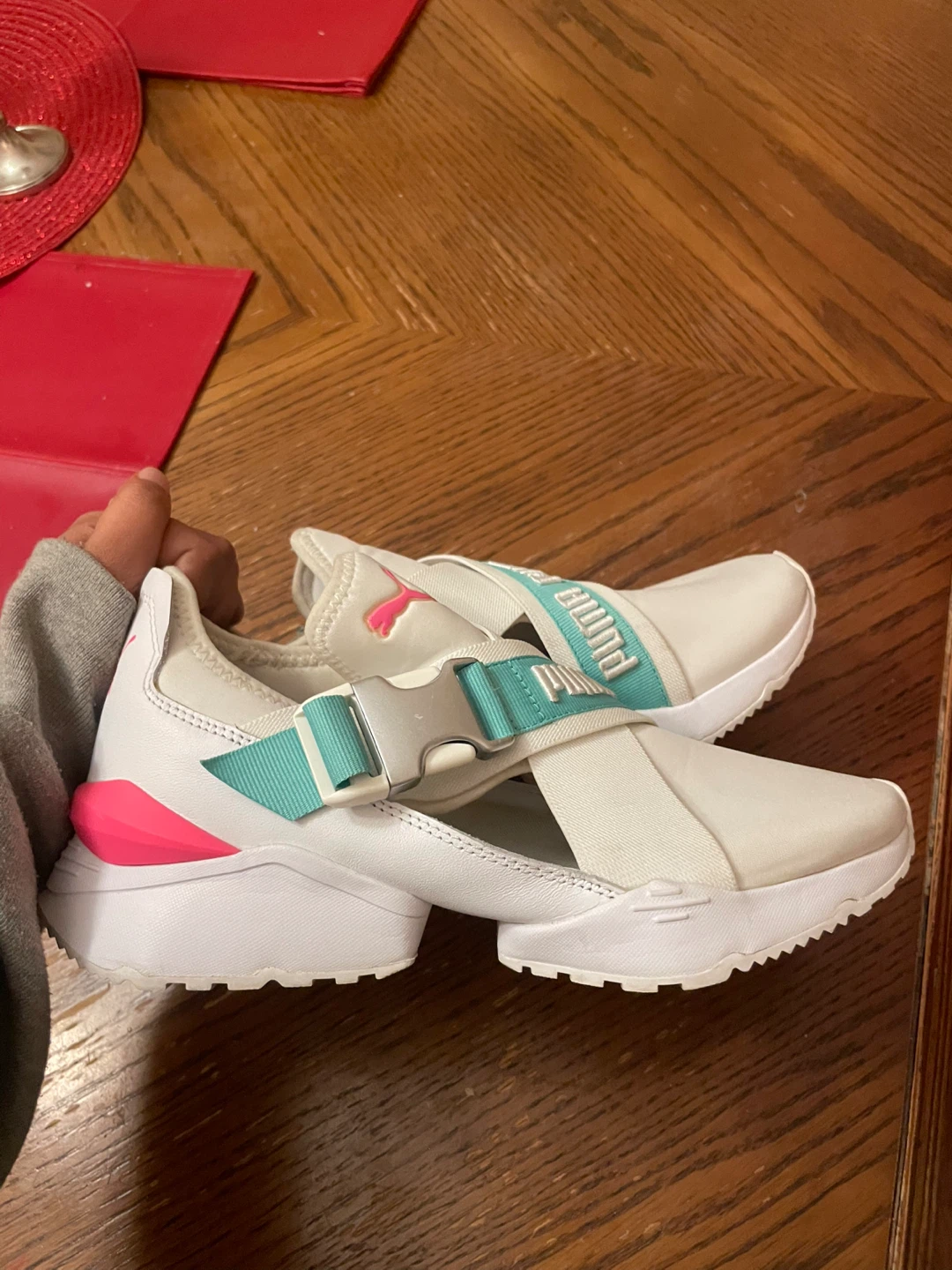 Puma Women's White/Pink/Teal Sneakers