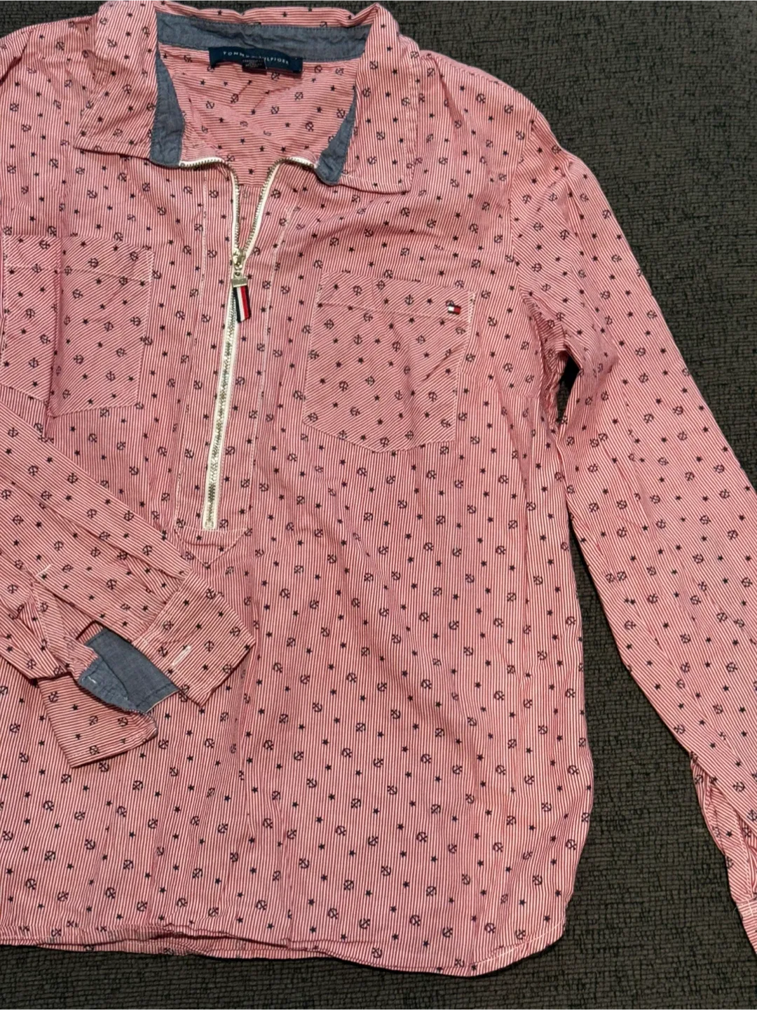 Tommy Hilfiger L/G Red & White Striped Top image indicator(2)