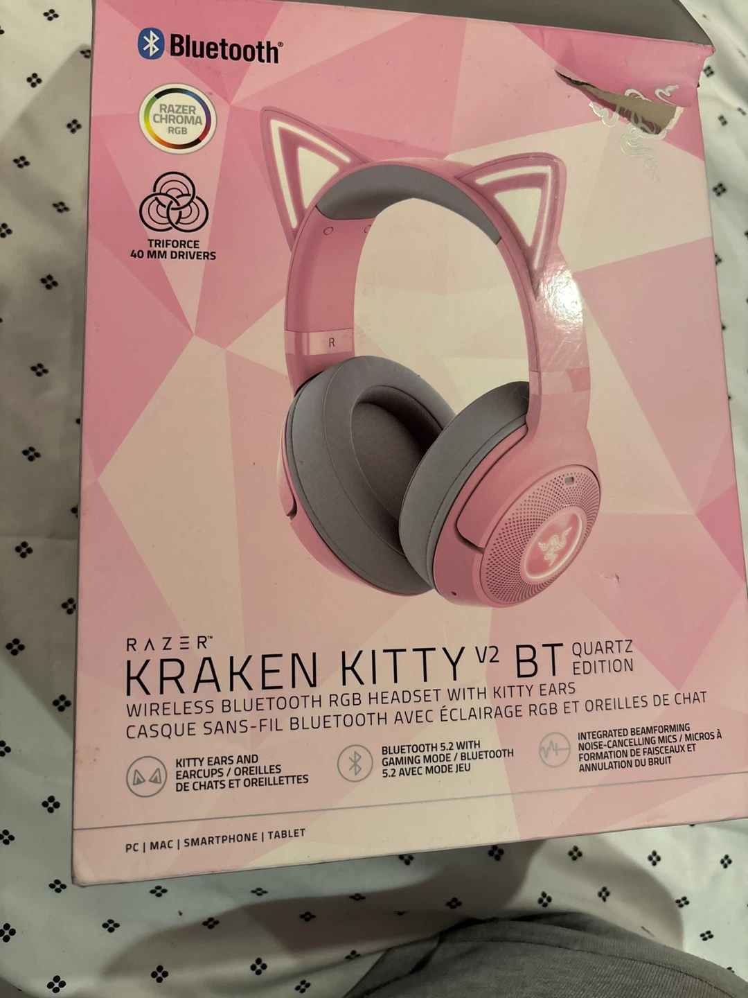 Razer Kraken Kitty V2 BT Quartz Edition - Like New!