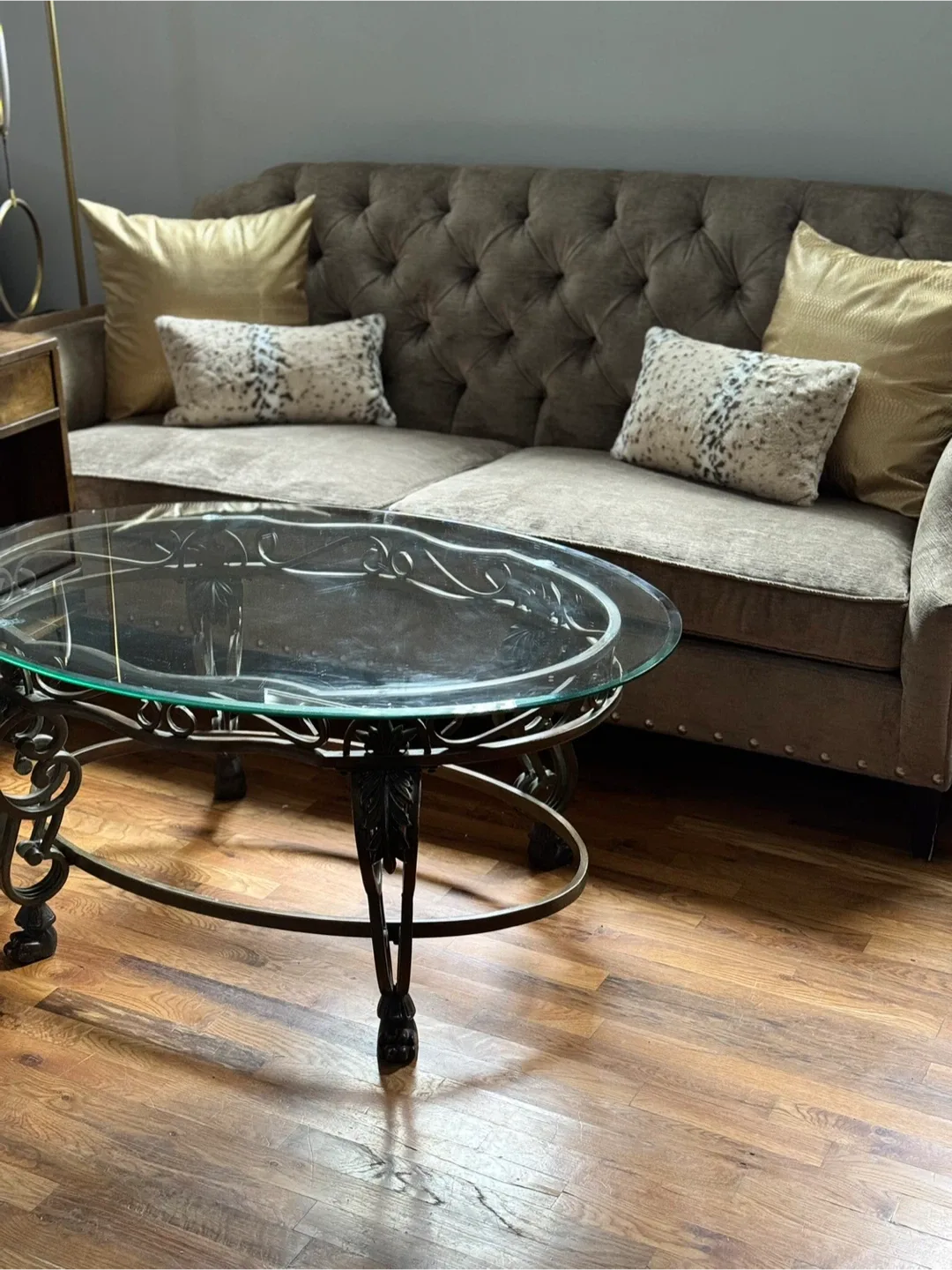 Glass Top Coffee Table with Metal Base thumbnail