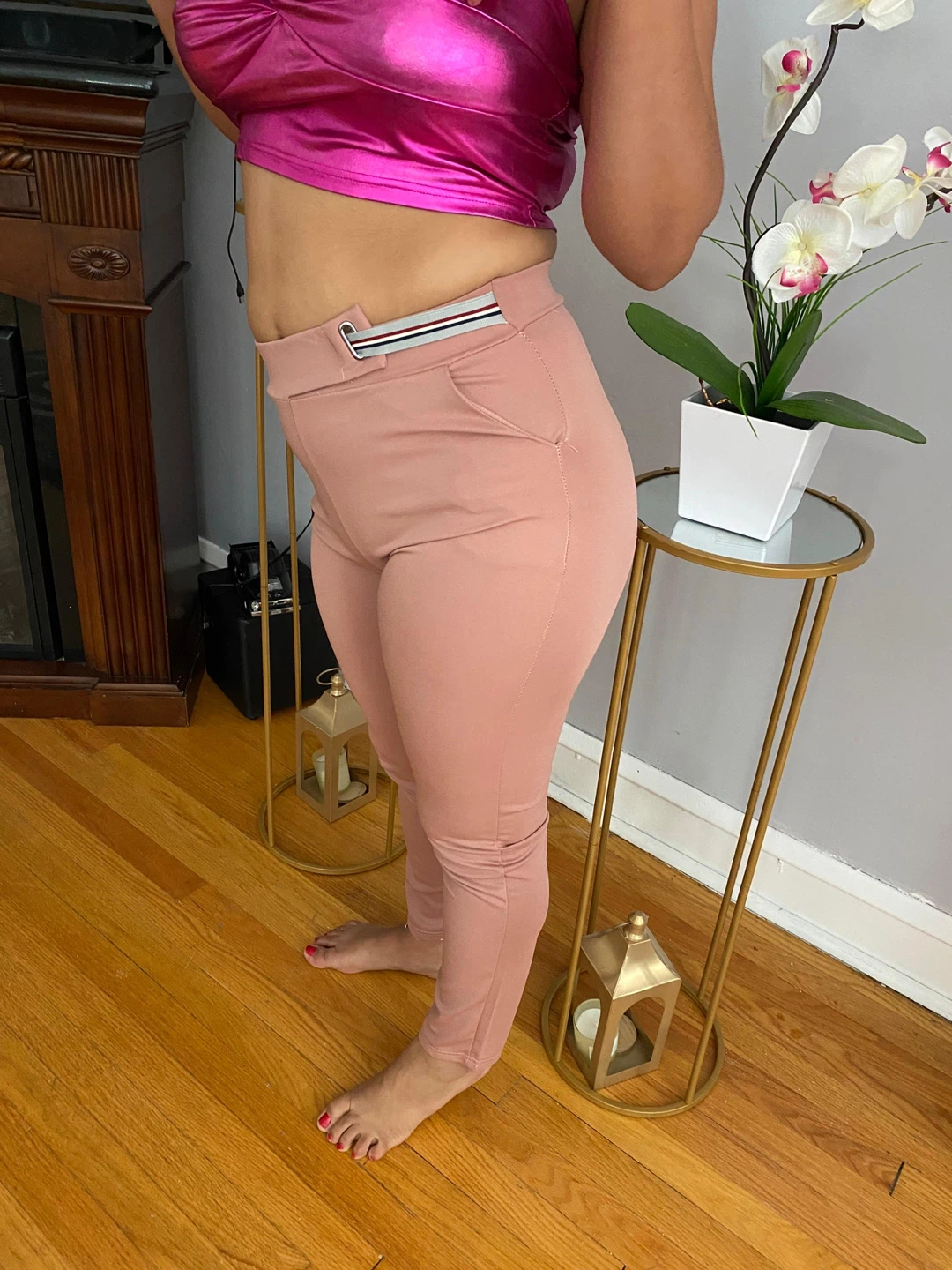 Pantalones palo  de rosa  tala L