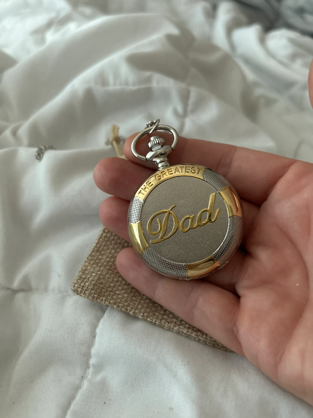"The Greatest Dad" quartz Pocket Watch with Chain