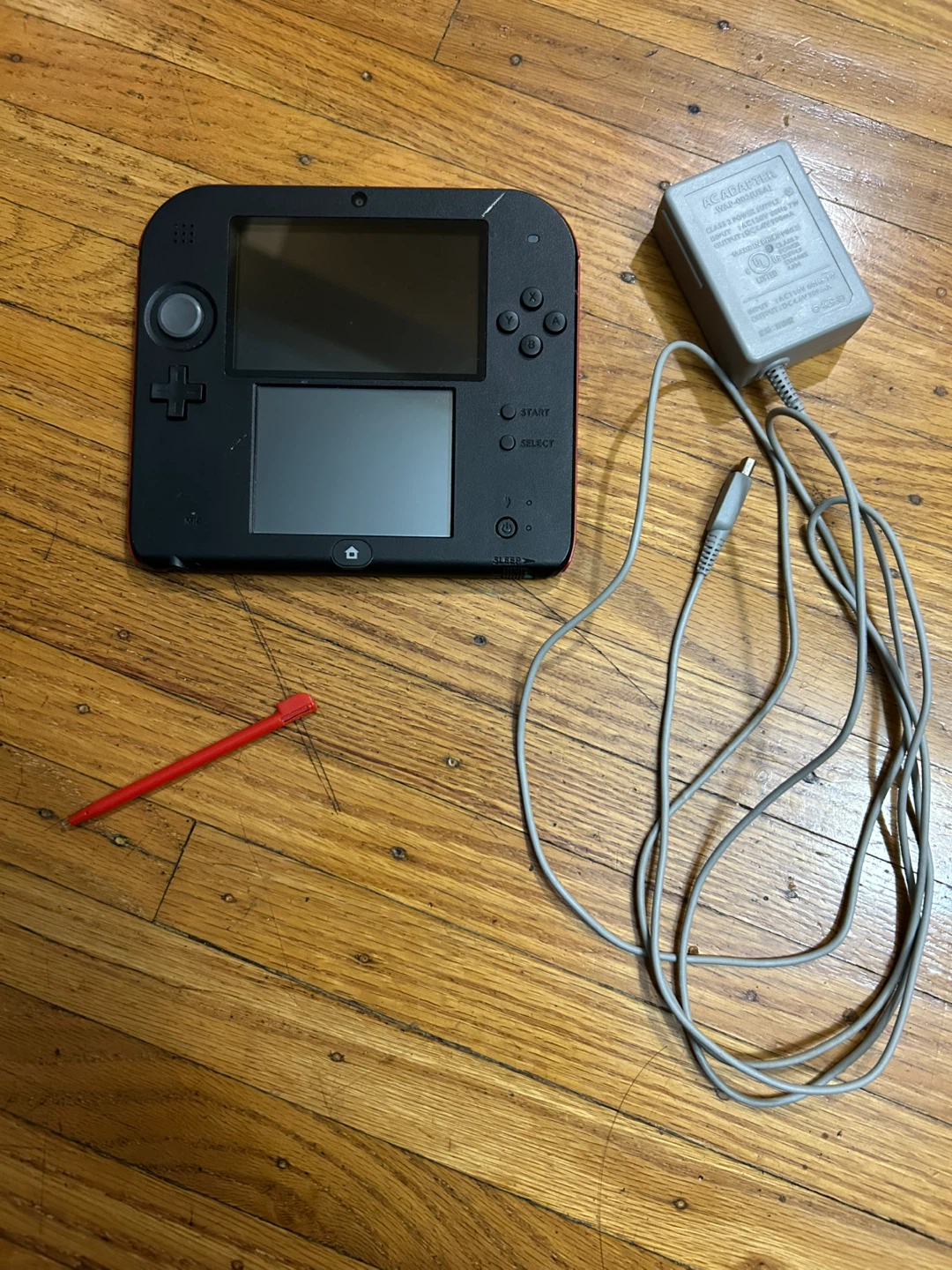 Nintendo 2DS (Black & Red) with Charger and Stylus
