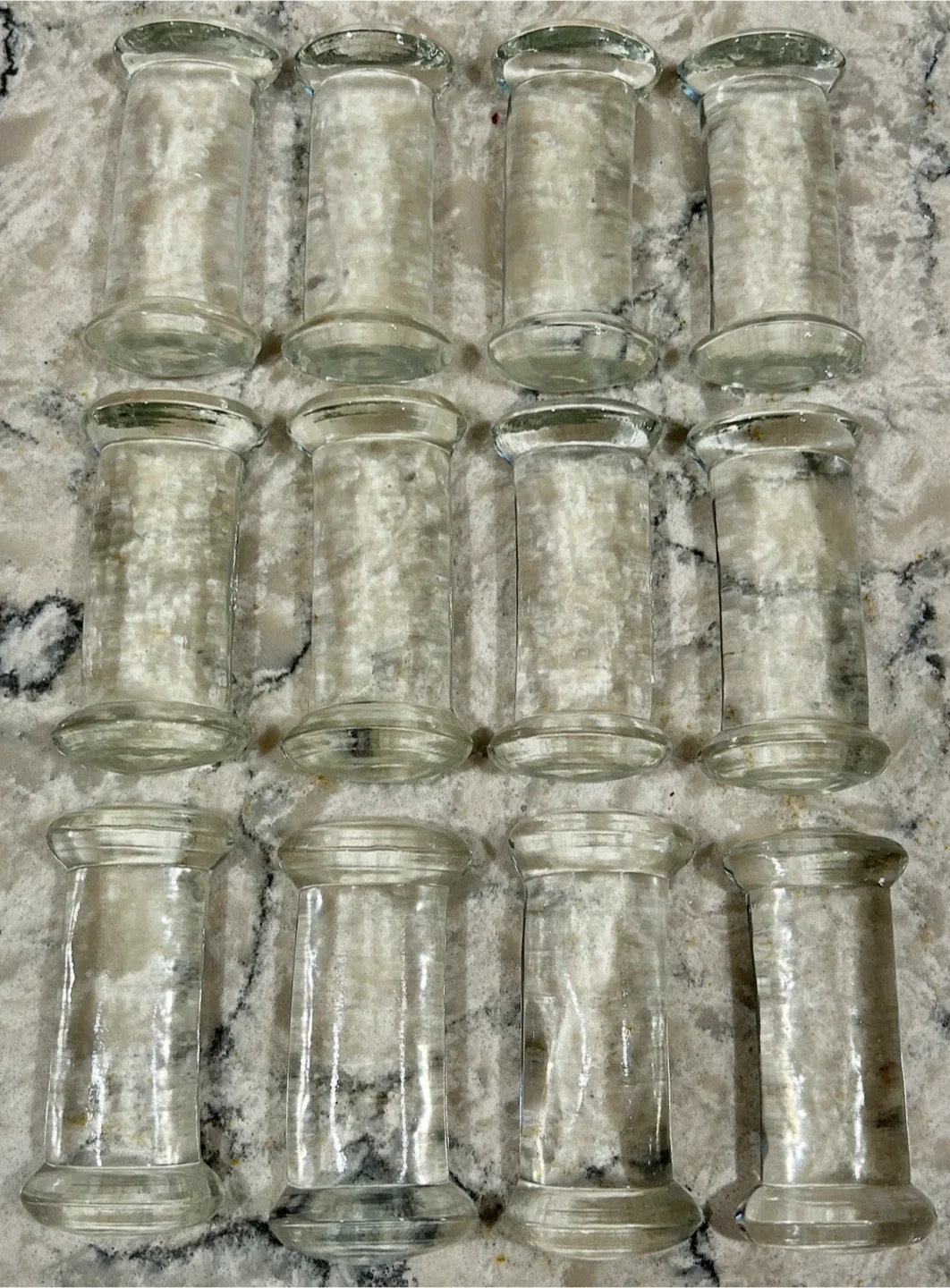 Vintage Clear Textured Glass Knife Rests - Set of 12