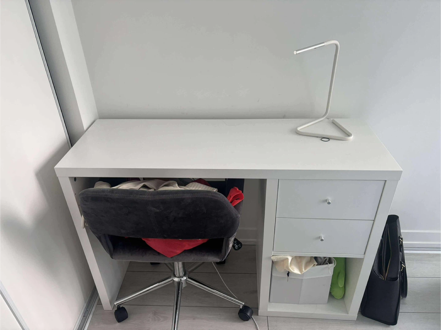 IKEA Kallax Desk & Grey Office Chair