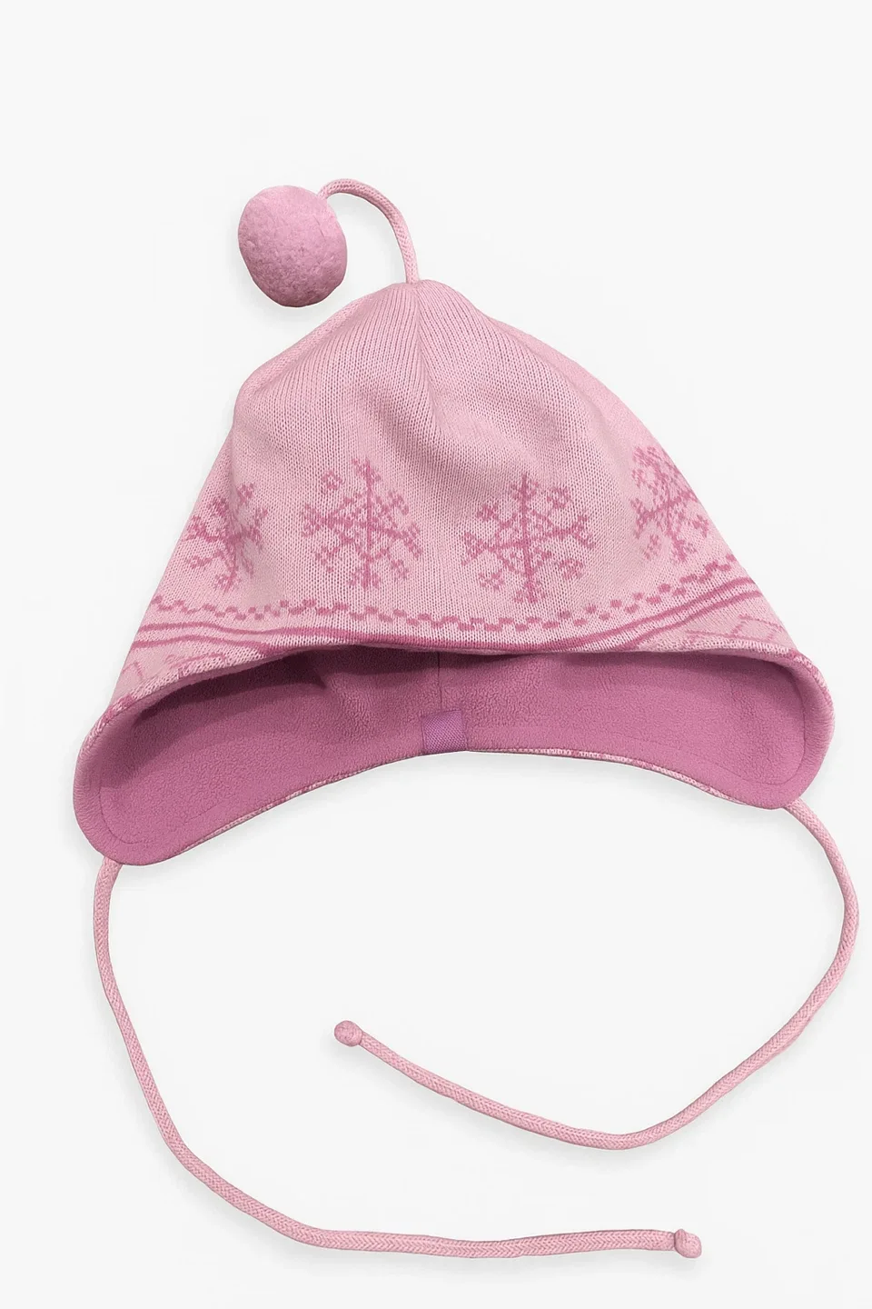 Pink Winter Hat with Snowflake Design thumbnail
