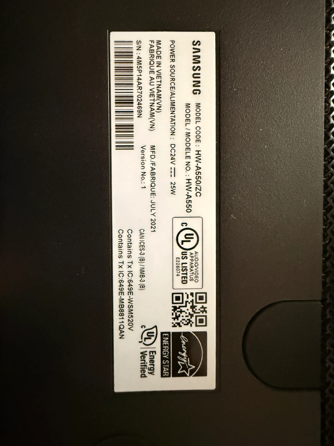 Samsung HW-A550/ZC Soundbar with Subwoofer - photo 2